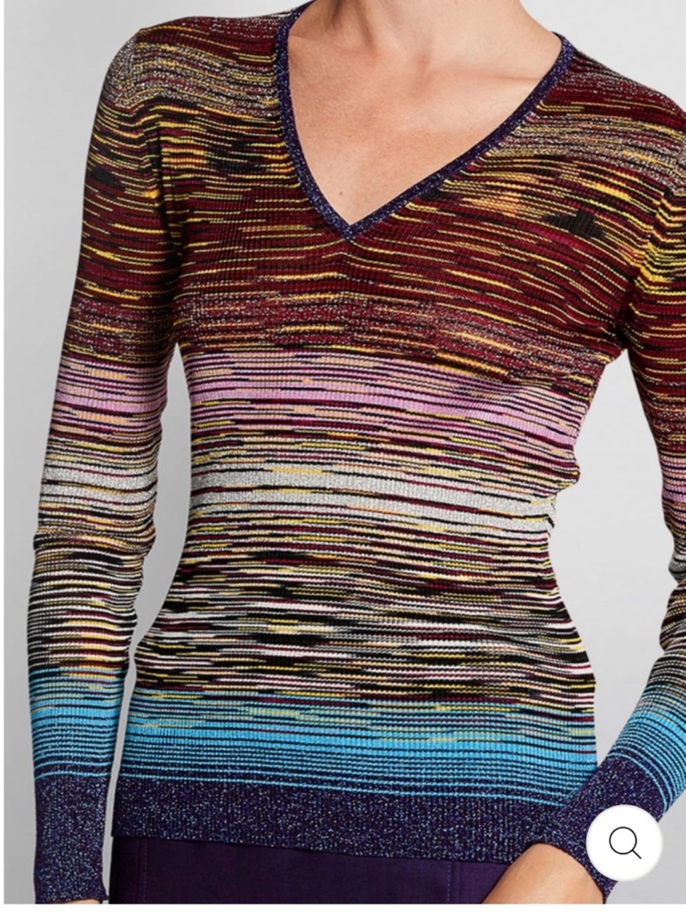 Authentic MISSONI Multicolor Lurex Knit V-Neck Top - Made in Italy